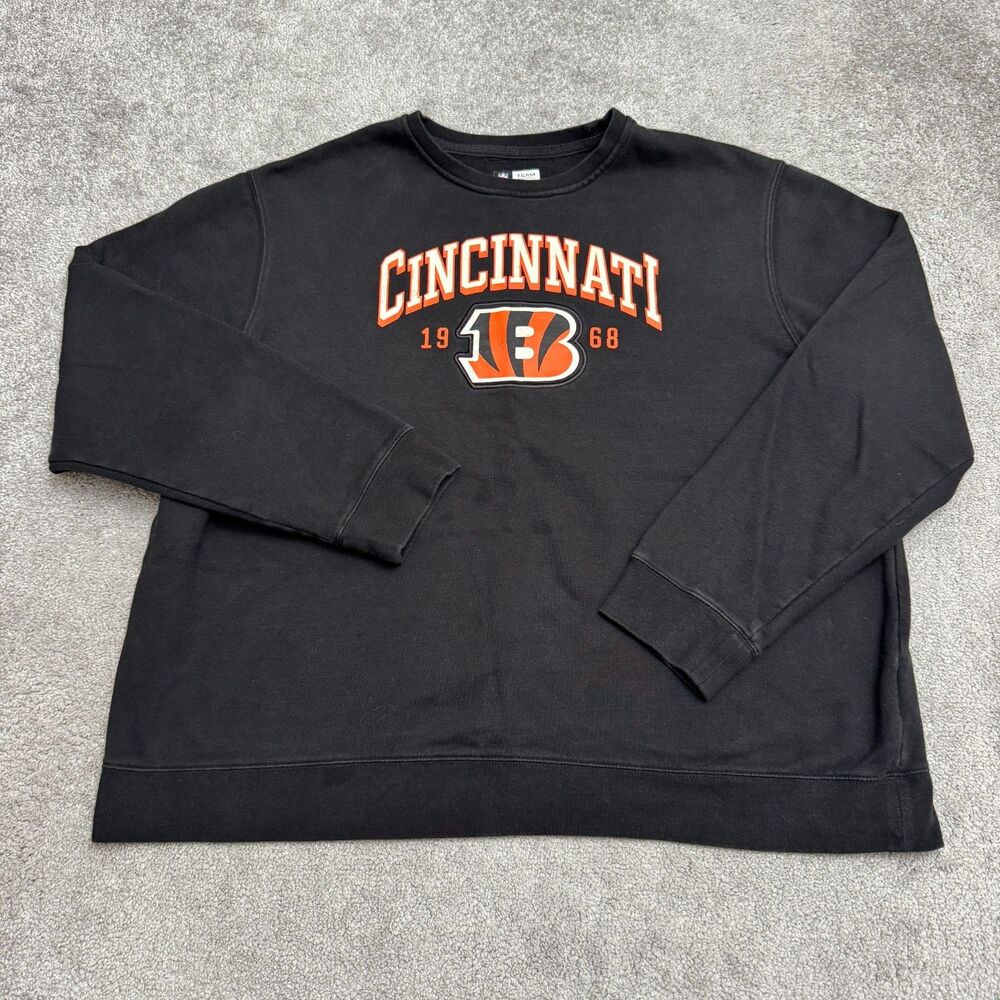 NFL Team Apparel Cincinnati Bengals Sweatshirt Mens 2XL Black Crewneck Football